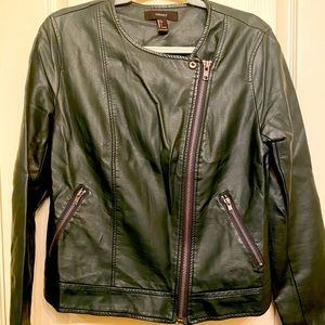 Forever 21 Forrest Green Faux Leather Moto Jacket
